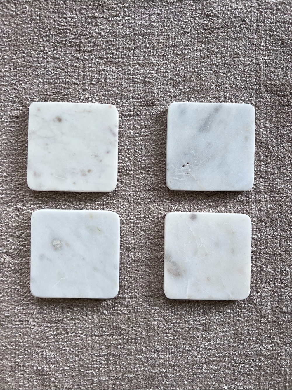 Classic White Marble Square Coaster Set of 4